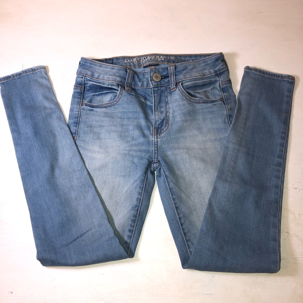 American Eagle Super Stretch Light Wash Women's SkinnyJeans. Jeggings, Sz 0, EUC